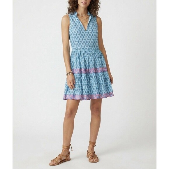 Oliphant Dresses & Skirts - Oliphant Flirty Mini Dress XXS Blue Tiered Sleeveless V-Neck Gauze Boho Beach